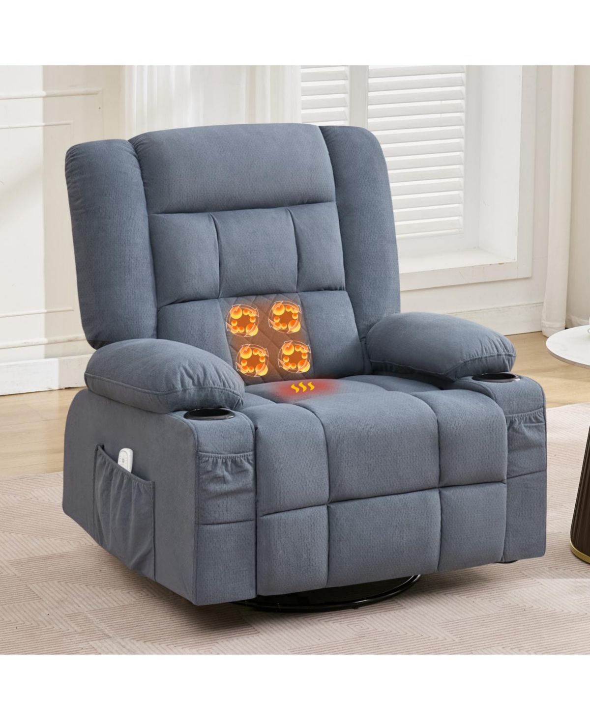 Streamdale Furniture Streamdale Kneading Massage Rocker Recliner Chair with Heat, Cup Holders & Usb Port