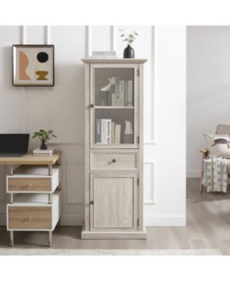 Streamdale Modern Tall Storage Cabinet with Glass Doors & Shelves - White Finish