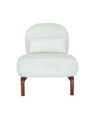 Streamdale Cute Velvet Accent Chair with Solid Wood Legs (White