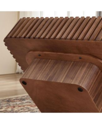 Streamdale Modern Handcraft Drum Coffee Table, Walnut Color