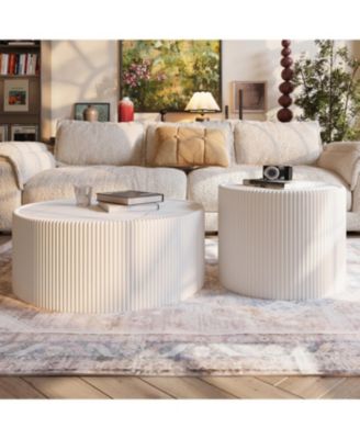 Streamdale Light Slate Leather Cylinder Coffee Table