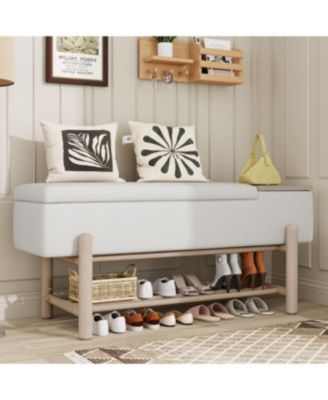 Streamdale Farmhouse Upholstered Storage Bench with Hidden Compartment (Black