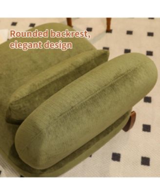 Streamdale Cute Velvet Accent Chair with Solid Wood Legs (Green