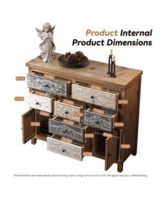  Vintage Wooden Accent Chest with 7 Drawers & 2 Cabinets