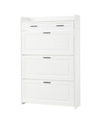 Streamdale Two drawers, three-fold doors, large storage shoe cabinet, white