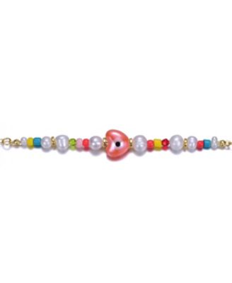 Kids 14k Gold Plated Multi-Color Beads & Pearls Bracelet