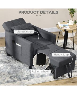 3-in-1 Convertible Chair Bed with Adjustable Backrest,