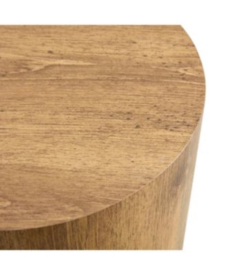 Modern Minimalist Wood Cylinder Marble-Patterned MDF Coffee Tables (Set of 2)