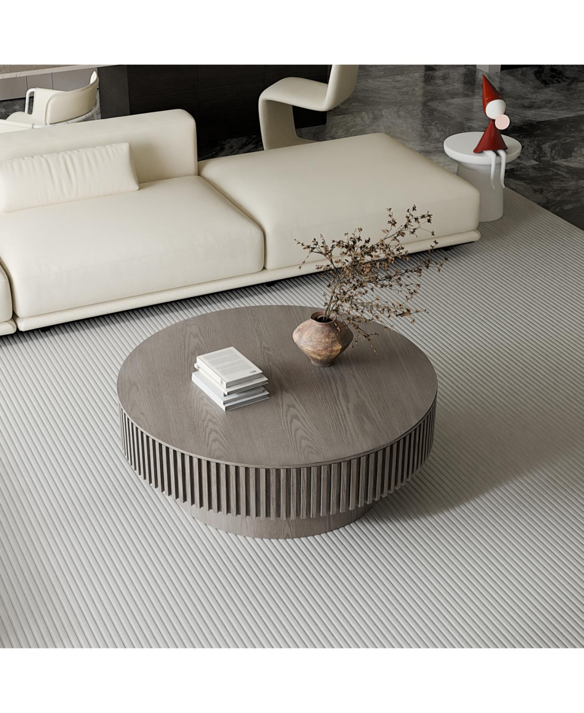 Streamdale Grey Solid Wood Veneered Modern Coffee Table with Storage