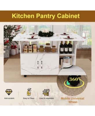  Multi-Functional Folding Table with Storage Shelves and Wheels