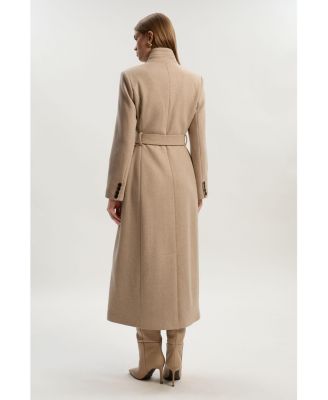 Women's Wool Notch Neck Tailored Maxi Coat