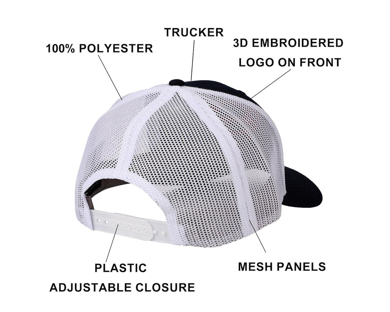 Men's 3D Embroidered Logo Navy Trucker Hat
