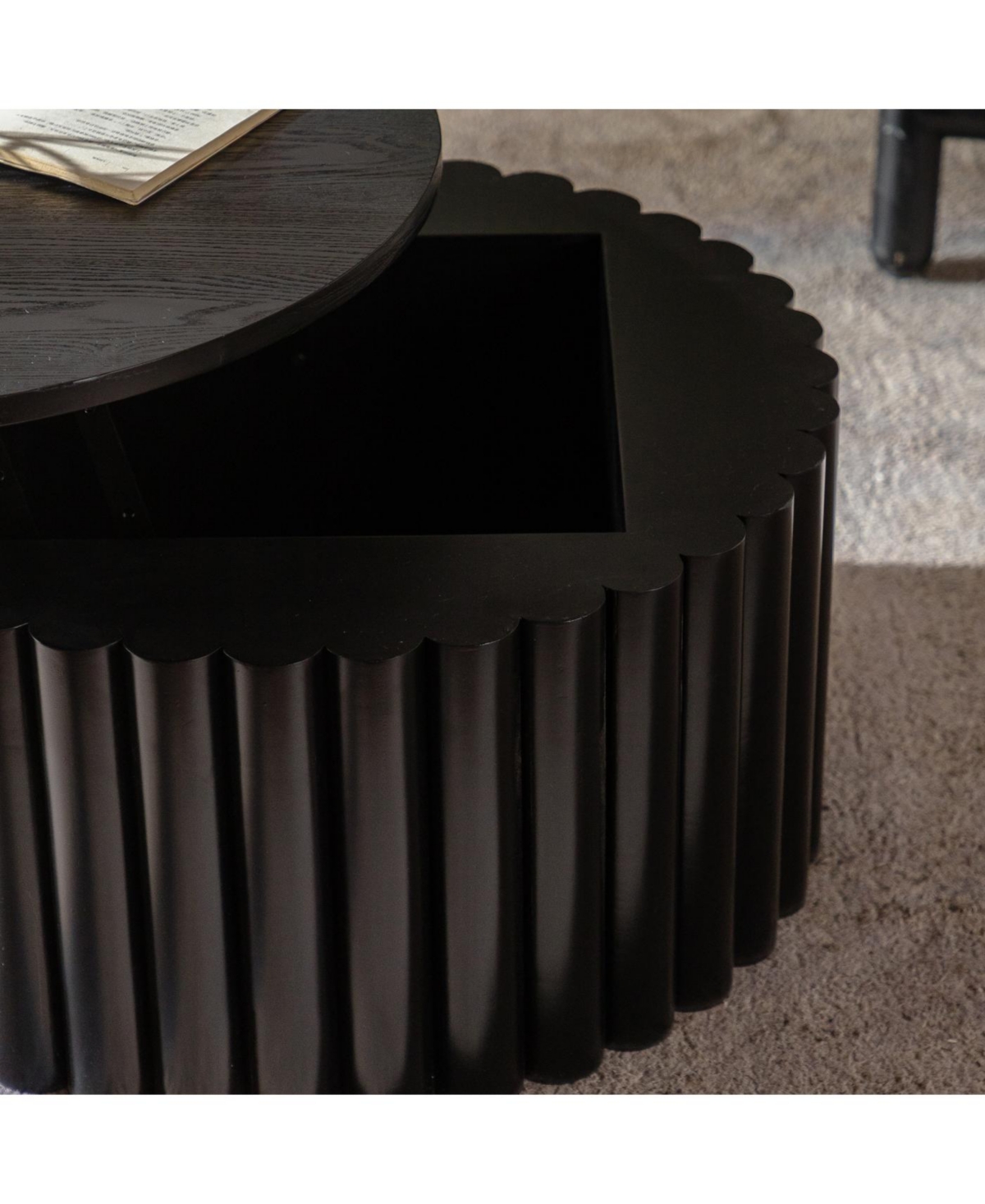 Streamdale Furniture Round Lift-Top Coffee Table, Handcrafted Wooden Tea Table