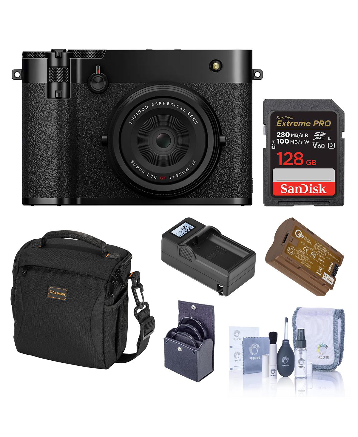 Fujifilm GFX100RF Digital Camera, Bundle with 128GB Memory Card, Shoulder Bag, Extra Battery, Smart Charger Base and Plate, 49mm Filter Kit
