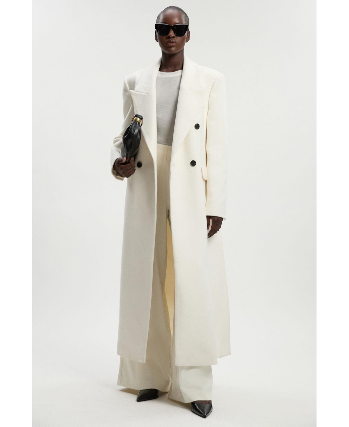 Karen Millen Women's Brushed Wool Double Breasted Maxi Coat