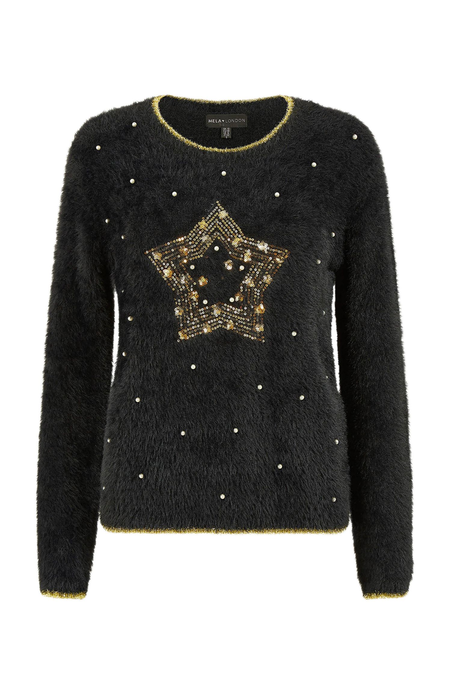 Women's Fluffy Star Holiday Sweater