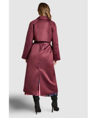 Women's Satin Occasion Belted Trench Coat