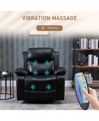 6'3" PU leather Massage Recliner Sofa Swivel Rocking Chair with Footrest,