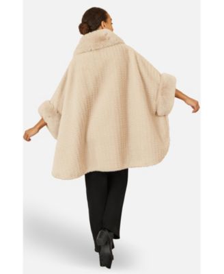 Women's Textured Faux Fur Lined Cape