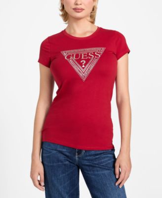 GUESS - Women's Short-Sleeve Mixed Bling Logo R3 T-Shirt