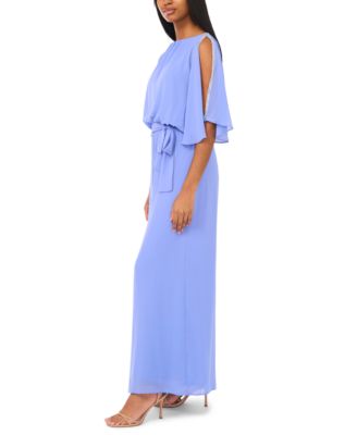 Women's Belted Blouson Boat Neck Jumpsuit