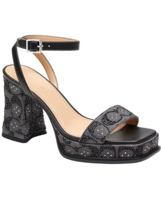 COACH - Women's Crystal Signature Jacquard Platform Sandals