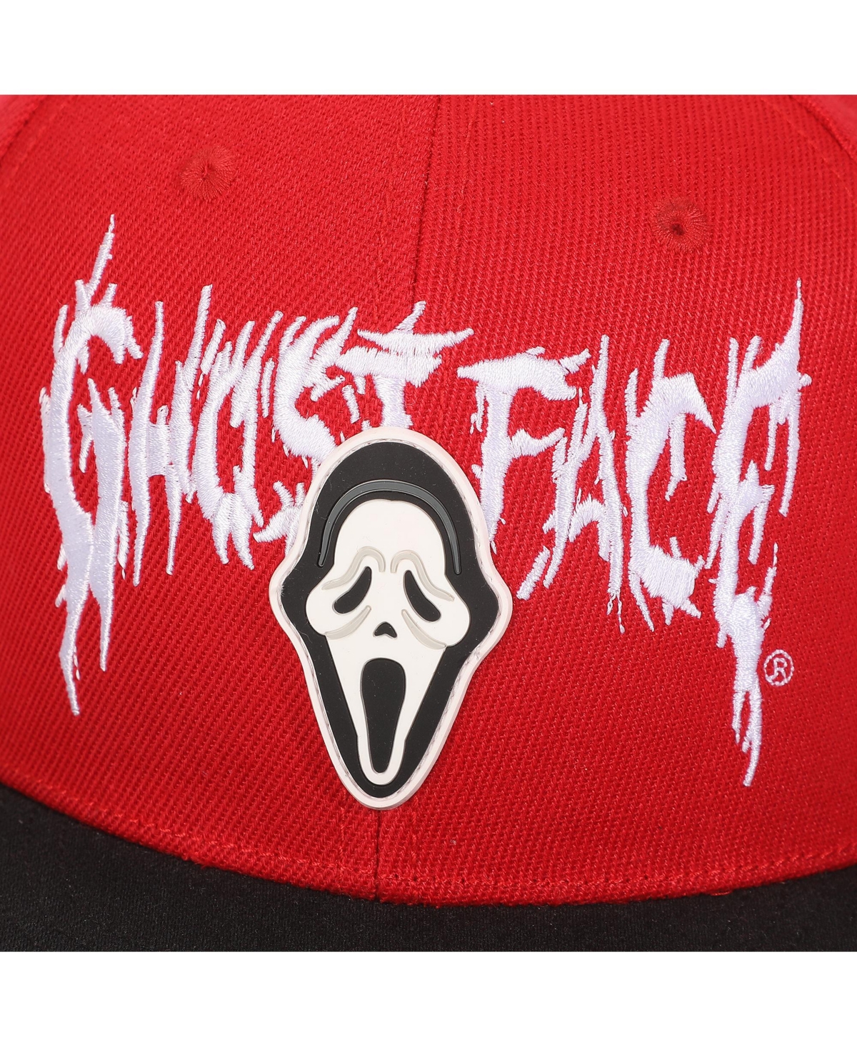 Ghostface Men's Mask Rubber Badge Red Flat Bill Baseball Cap