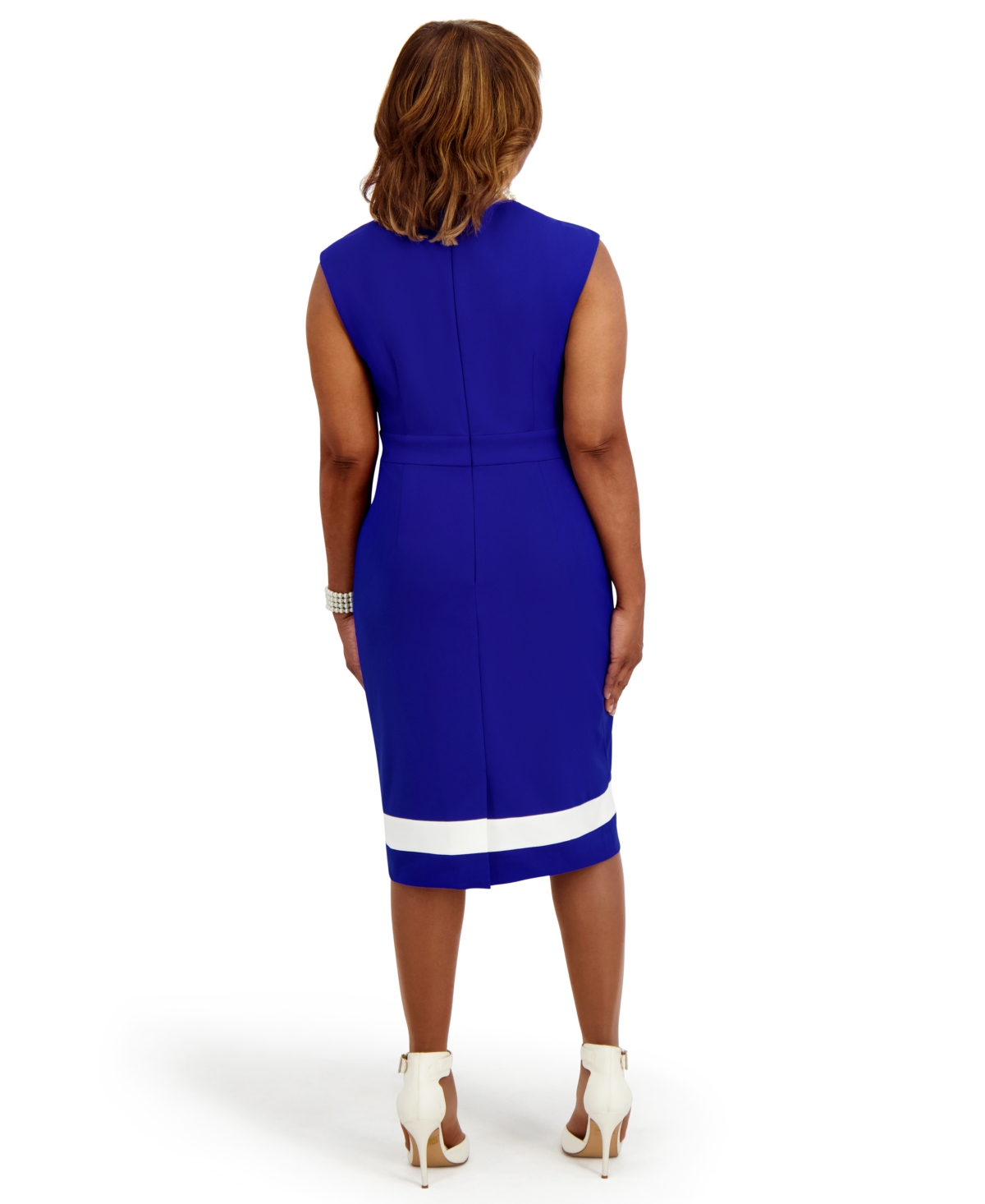 Kasper Seam Women's Crewneck Stripe Detail Sheath Dress