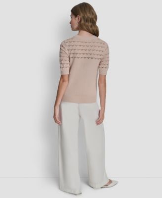 Women's Short-Sleeve Ribbed Hem Sweater