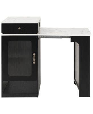 59.5" Extendable Kitchen Island with Dining Table & Storage