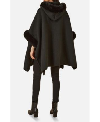 Women's Hooded Fur Cape Jacket