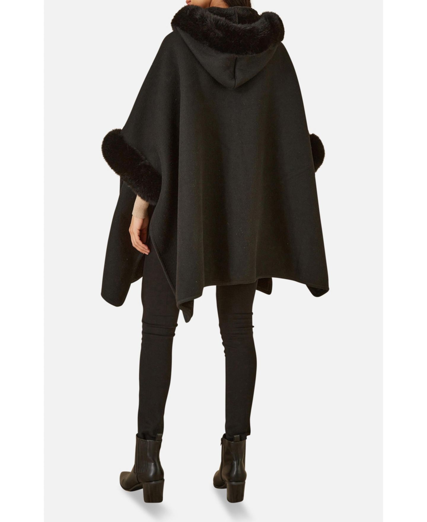 Женская куртка Yumi Hooded Fur Cape, цвет: Чёрный — фото 8