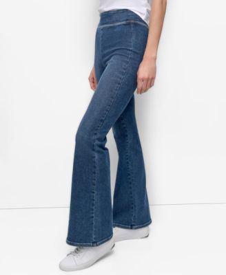 Petite High-Rise Flared-Leg Pull-On Jeans