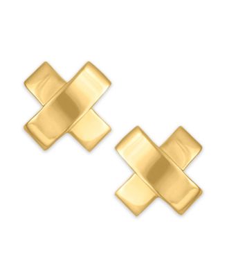 Polished "X" Stud Earrings in 10k Gold