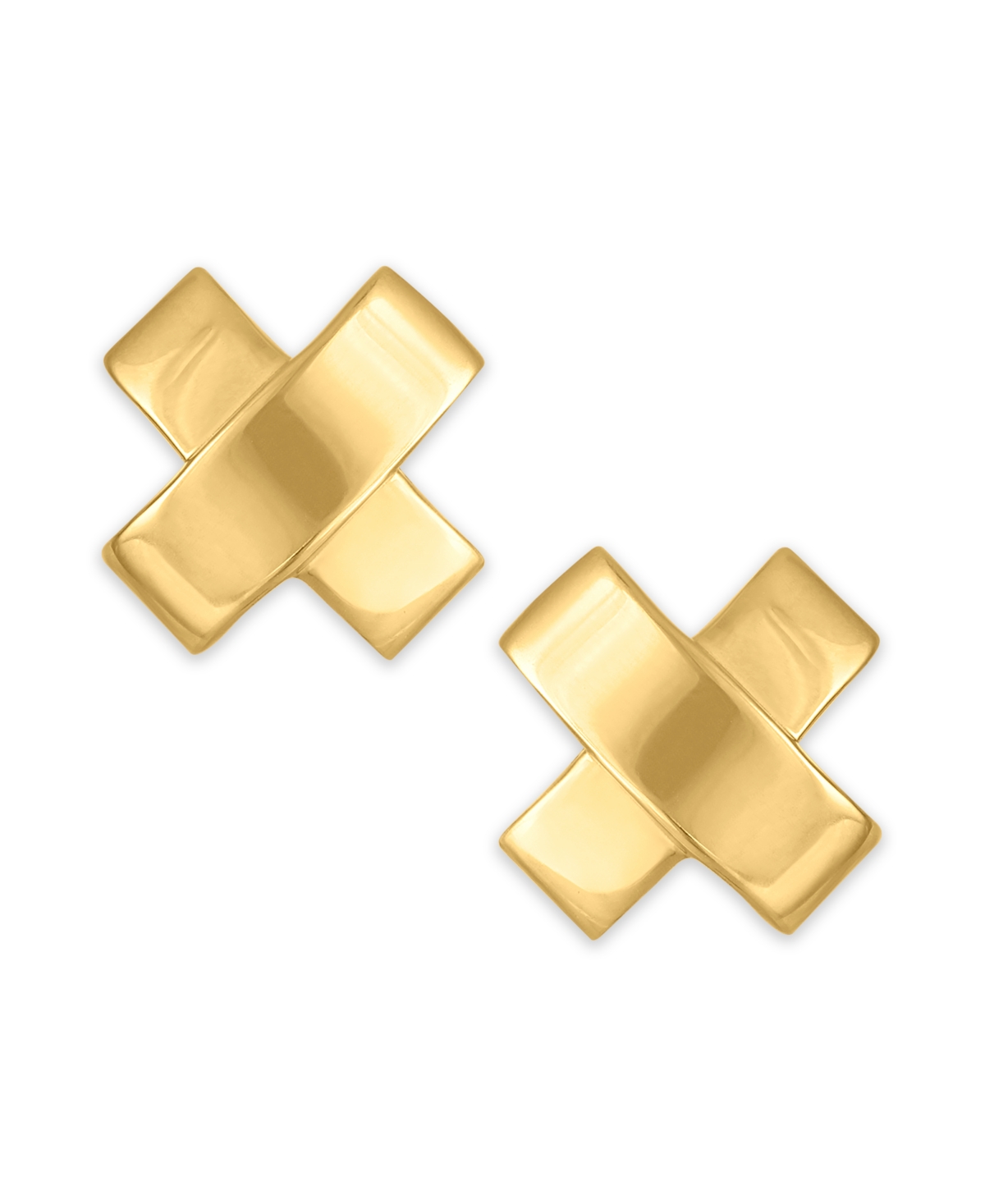 Macy's Polished "x" Stud Earrings In 10k Gold In Gold