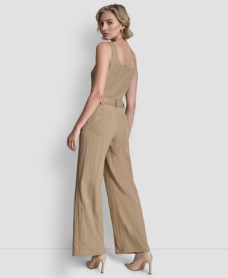 Women's Belted Front Seam Twill Pants