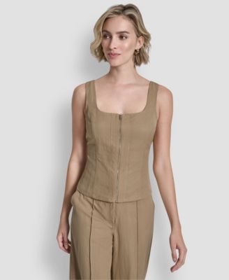 Women's Sleeveless Zipper Corset Top