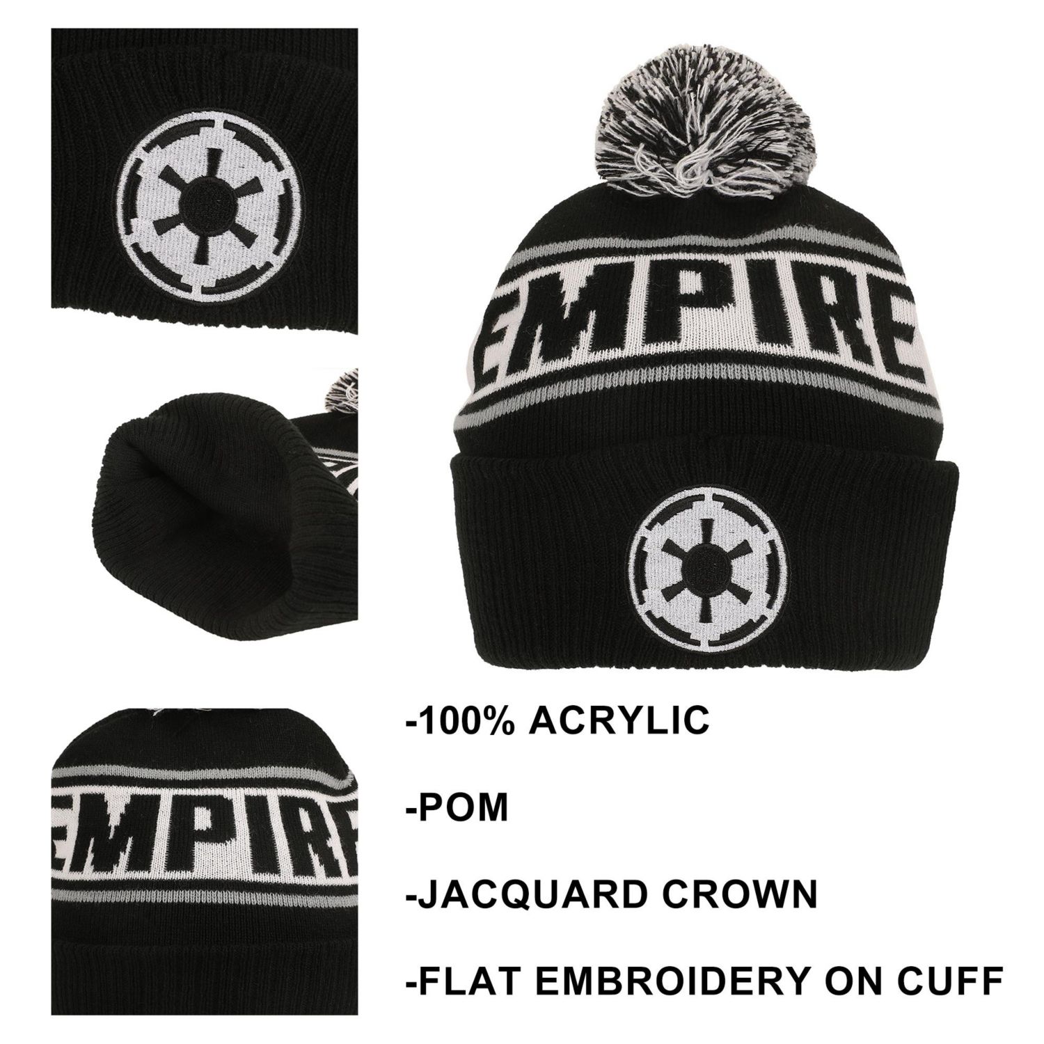 Men's Galactic Empire Black Cuff Beanie.