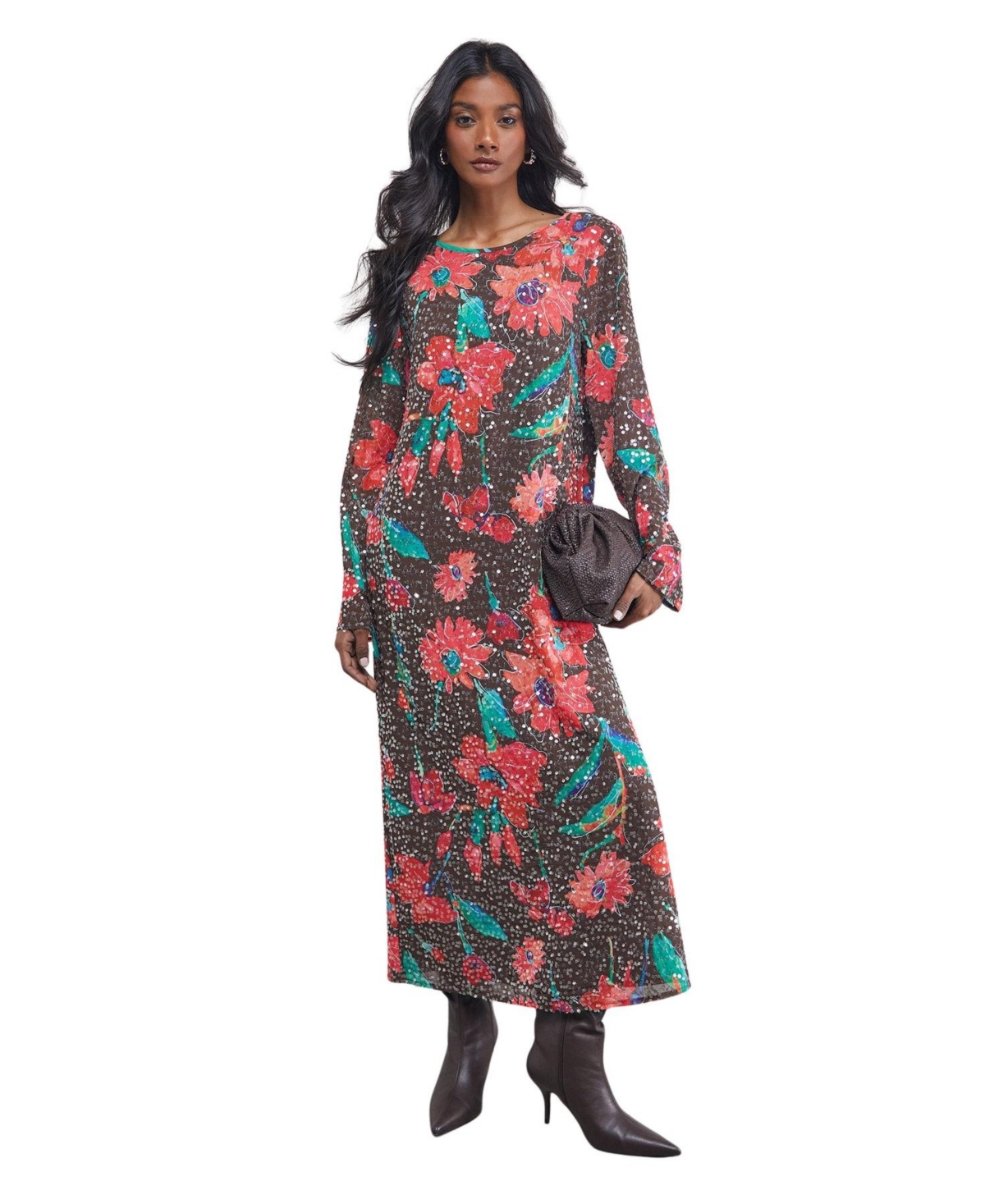 Warehouse Women's Sequin Column Midi Dress