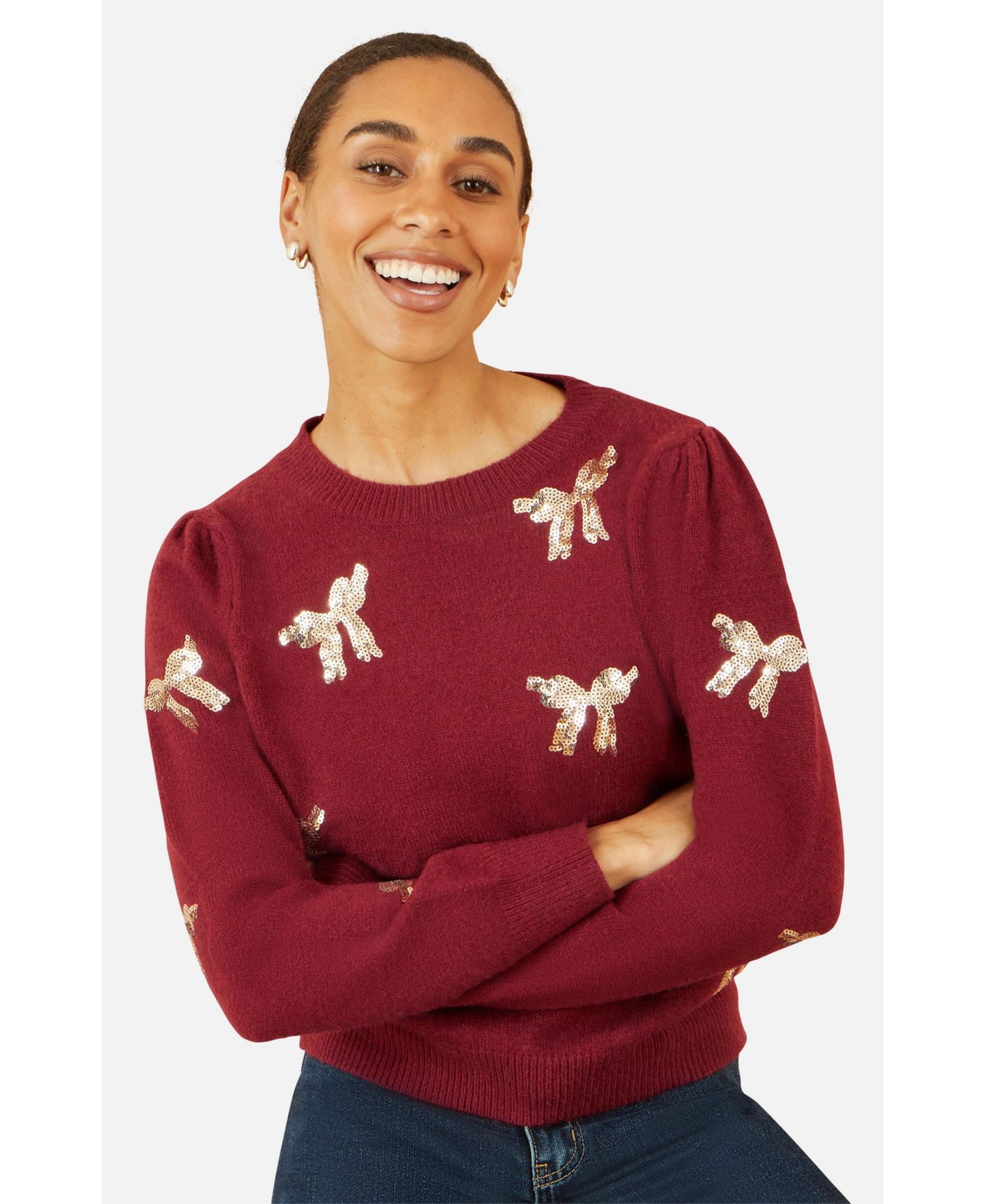 Women's Sequin Applique Bow Sweater