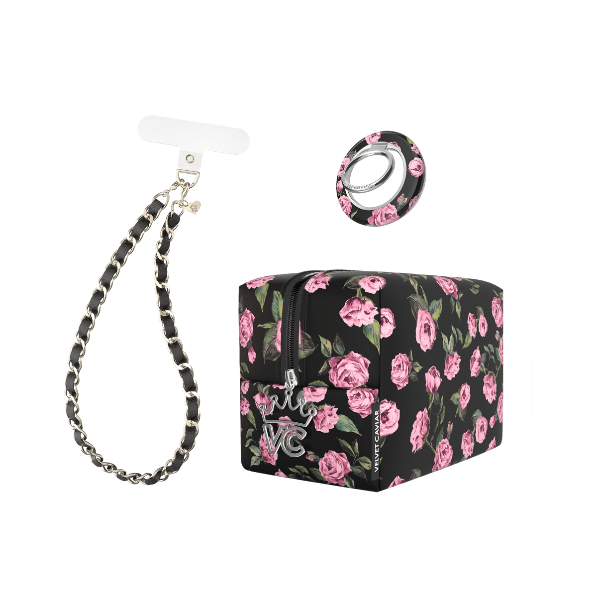 Velvet Caviar Gift Set with Charm, Grip Ring, Travel Bag