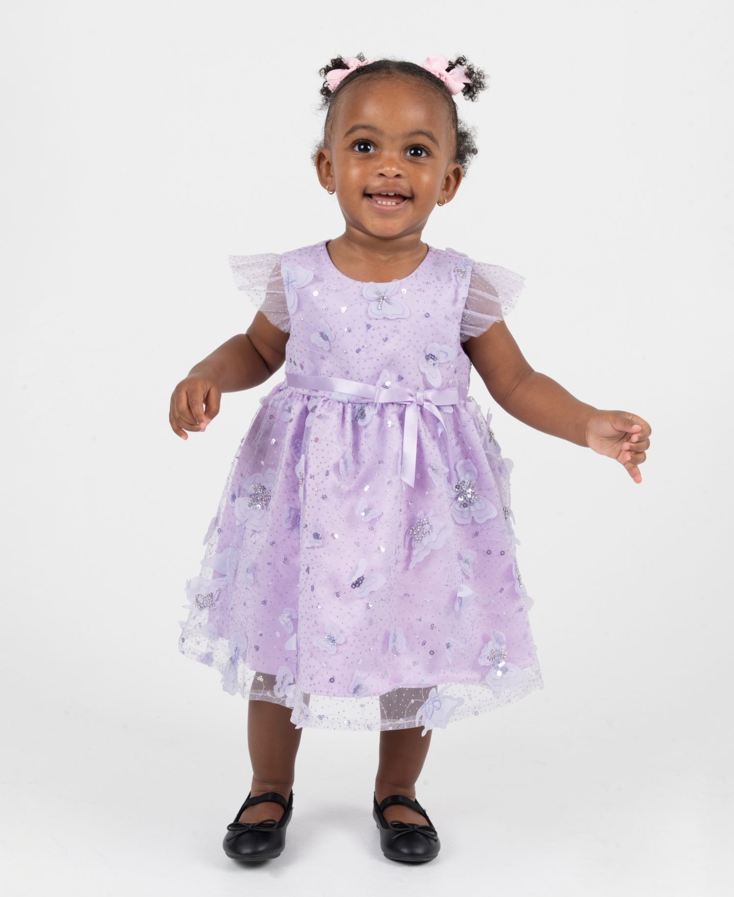 Baby Girls' Short-Sleeve 3D Butterfly Social Dress