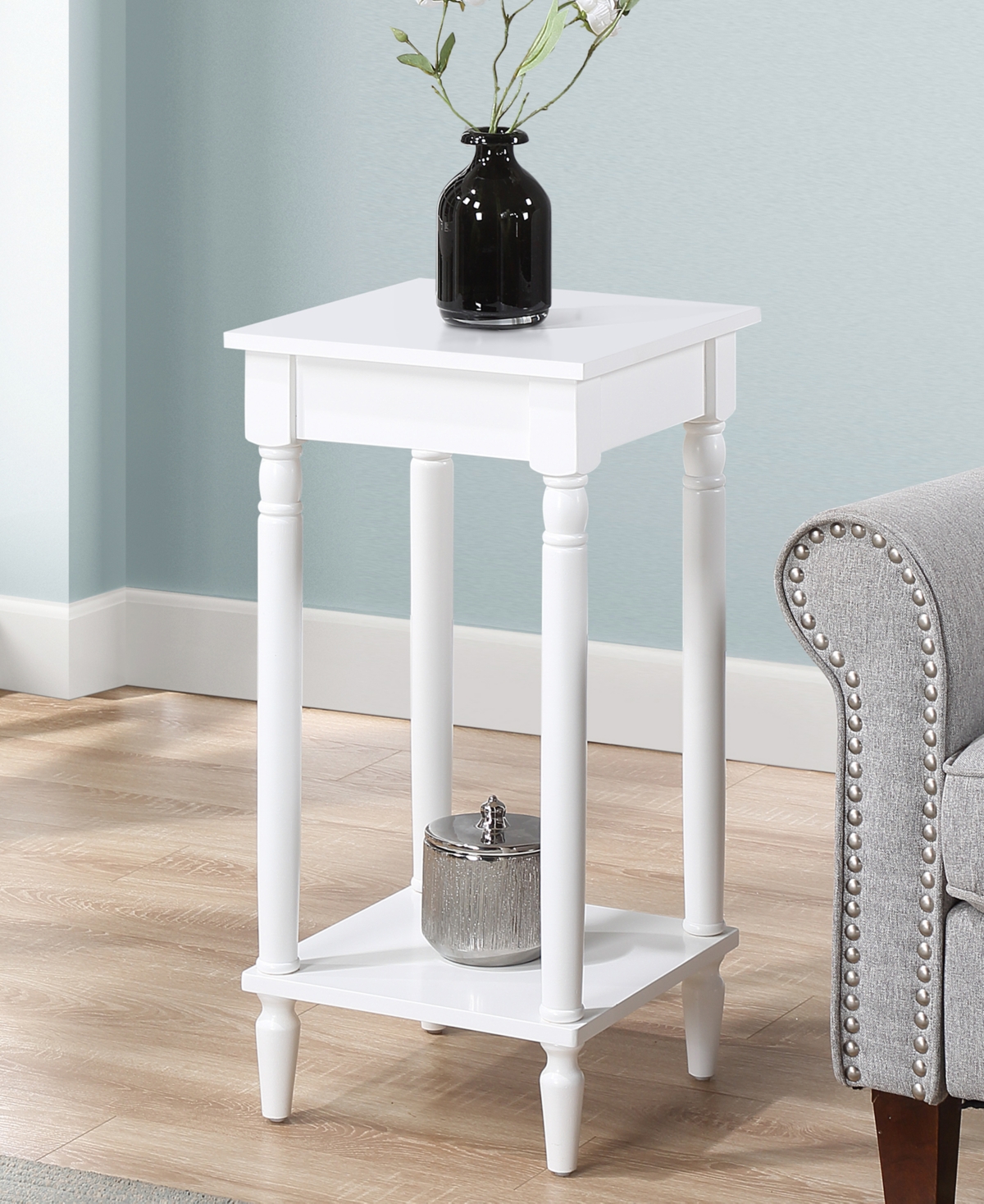 Convenience Concepts 14" French Rubberwood Traditional End Table In White