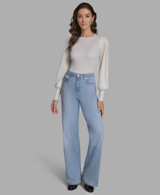 Women's Crewneck Long Balloon-Sleeve Sweater