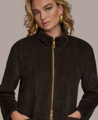 Women's Zip Front High Collared Coat