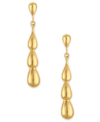 Polished Puff Teardrop Drop Earrings in 10k Yellow Gold