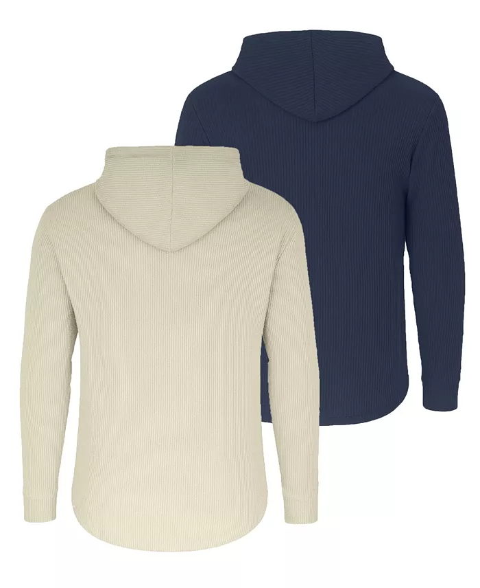 Men's Regular-Fit Waffle Knit Thermal Henley Hoodie, 2-Pack - thumbnail 5