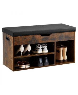 Entryway Shoe Bench with Cushion Seat and 3 Storage Sections