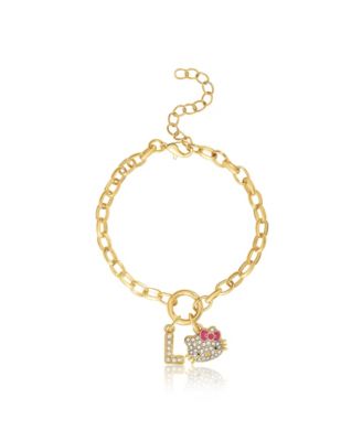 Initial Crystal Charm Bracelet, Gold Tone, Adjustable