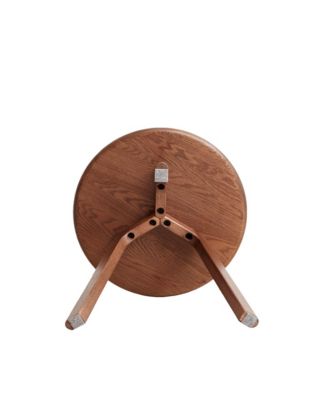 CASAINC Solid Oak Wood Round End Table, Natural Finish